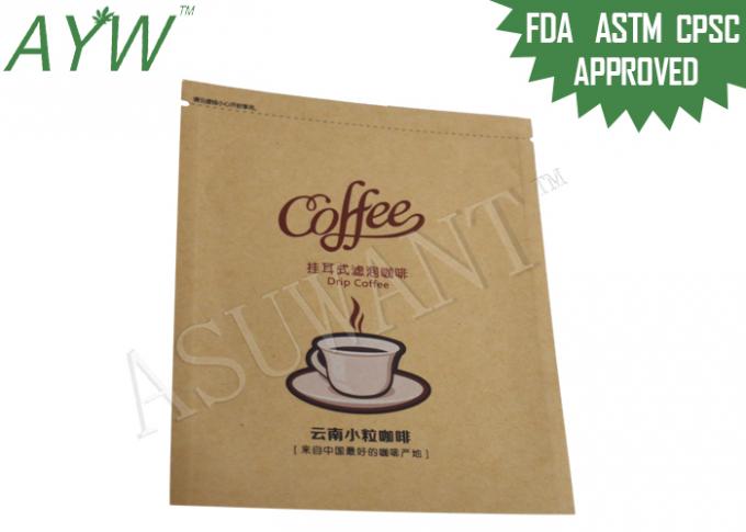 Natural Brown Kraft Paper Zipper Bags Odors / UV Light Barrier With Food Grade Materials