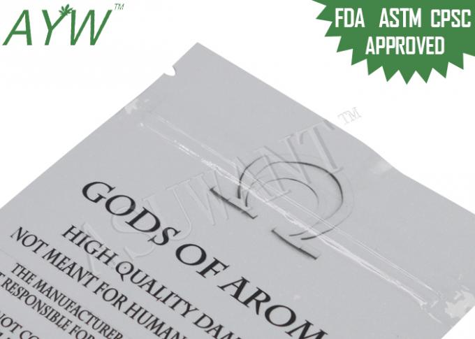 1 / 8oz White Smell Proof Zipper Bags Closure / Notches For Lab Certified Damiana