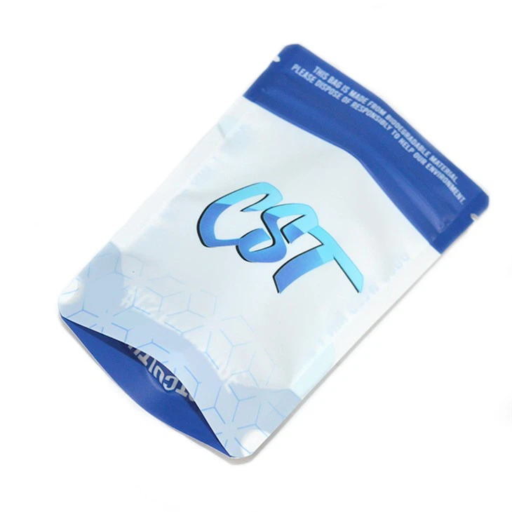 1 / 8oz White Smell Proof Zipper Bags Closure / Notches For Lab Certified Damiana